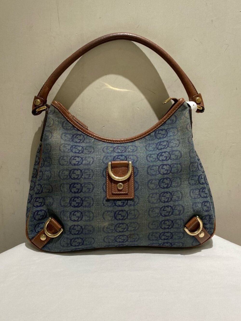 Gucci Blue Denim GG Monogram Vintage Hobo Underarm Shoulder Bag